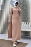 Vêtements hijab BRUN COSTUME PANTALON À DÉTAILS FENDUS T 8865