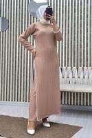 Vêtements hijab BRUN COSTUME PANTALON À DÉTAILS FENDUS T 8865