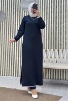 Tesettür giyim LACİVERT YIRTMAÇ DETAYLI PANTOLONLU TAKIM T 8865