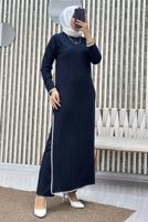 Tesettür giyim LACİVERT YIRTMAÇ DETAYLI PANTOLONLU TAKIM T 8865