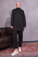 Tesettür giyim SİYAH PANTOLONLU SCUBA TAKIM T 8954