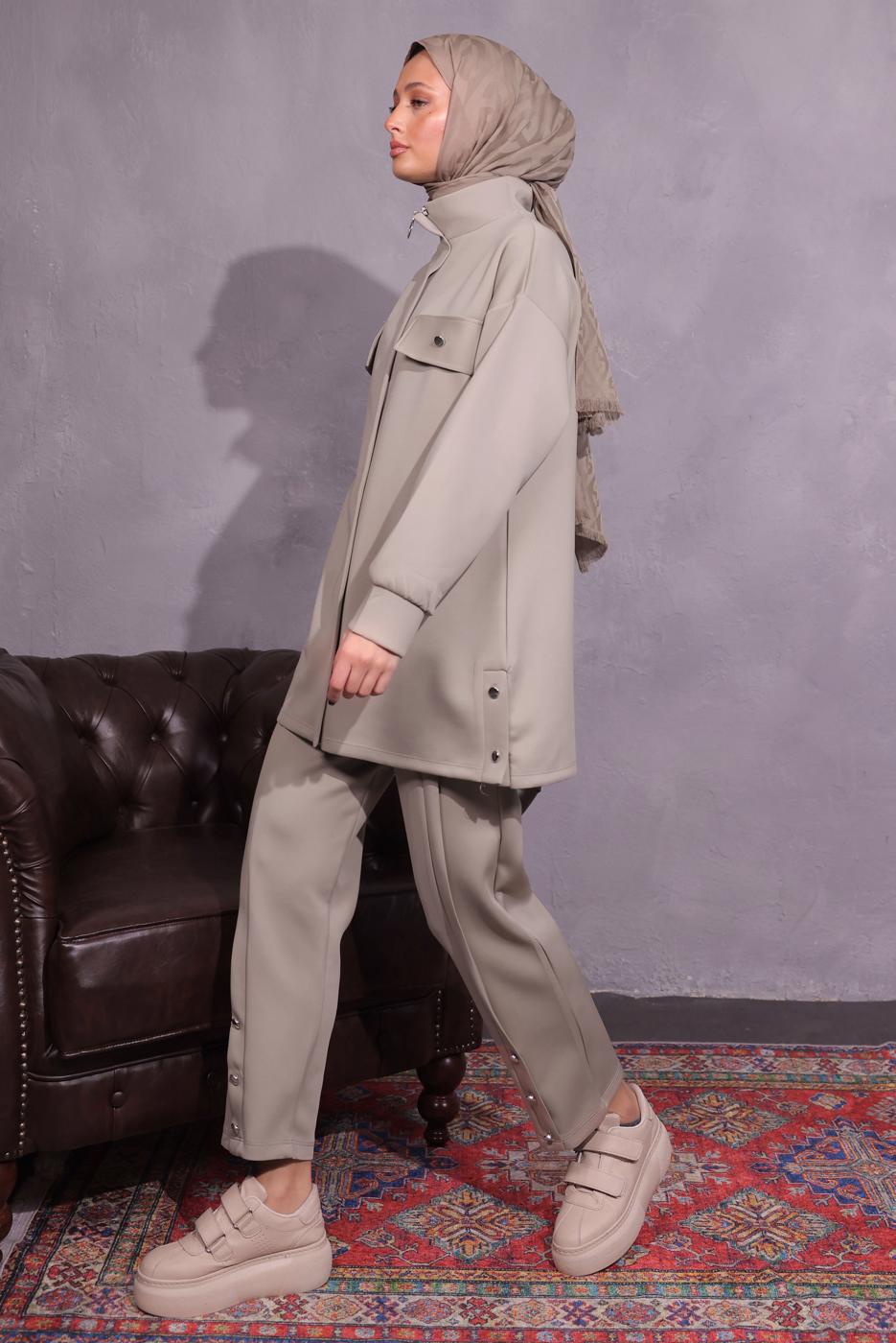 Vêtements hijab BEIGE COMBINAISON PANTALON ZIPPÉ T 8954