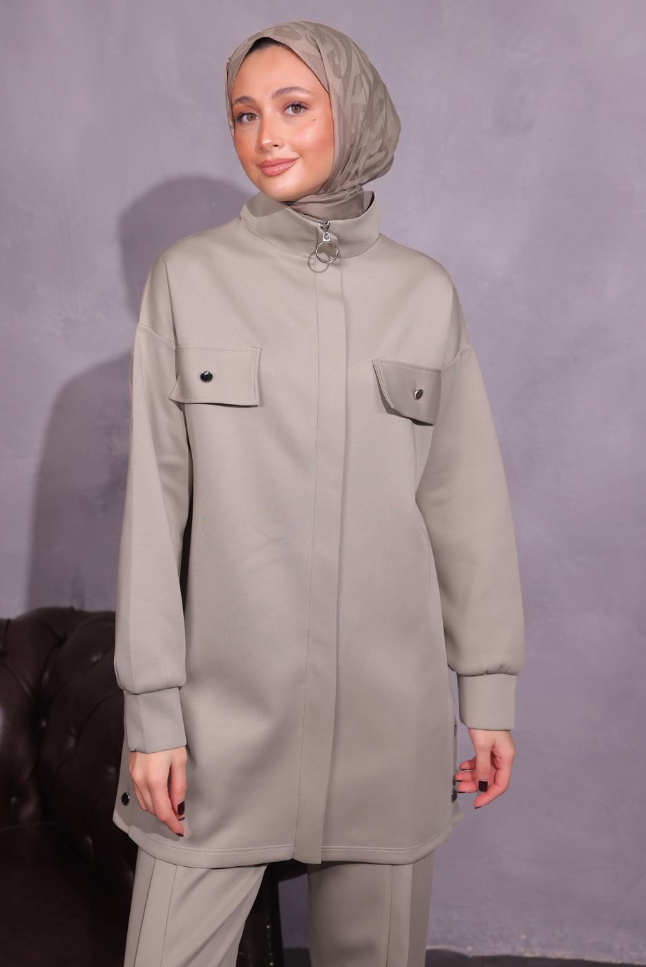 Vêtements hijab BEIGE COMBINAISON PANTALON ZIPPÉ T 8954