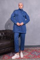 Tesettür giyim LACİVERT PANTOLONLU SCUBA TAKIM T 8954