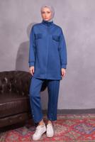 Tesettür giyim LACİVERT PANTOLONLU SCUBA TAKIM T 8954