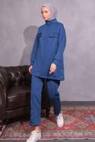 Tesettür giyim LACİVERT PANTOLONLU SCUBA TAKIM T 8954