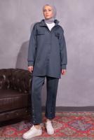 Tesettür giyim GRİ PANTOLONLU SCUBA TAKIM T 8954