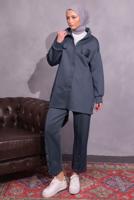 Tesettür giyim GRİ PANTOLONLU SCUBA TAKIM T 8954