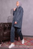 Tesettür giyim GRİ PANTOLONLU SCUBA TAKIM T 8954