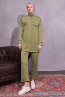 Tesettür giyim YEŞİL PANTOLONLU SCUBA TAKIM T 8954