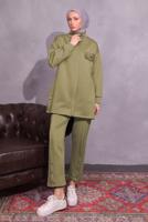 Tesettür giyim YEŞİL PANTOLONLU SCUBA TAKIM T 8954