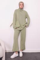 Tesettür giyim YEŞİL ÖRME PANTOLONLU TAKIM T 9064