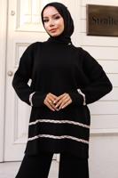 Tesettür giyim SİYAH PANTOLONLU TRİKO TAKIM T 92042