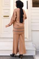 Tesettür giyim KAHVE PANTOLONLU TRİKO TAKIM T 92042