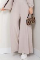Tesettür giyim BEJ FERMUARLI PANTOLONLU TAKIM T 9965