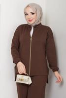 Vêtements hijab BRUN COMBINAISON PANTALON ZIPPÉ T 9965
