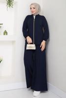 Vêtements hijab BLEU MARINE COMBINAISON PANTALON ZIPPÉ T 9965