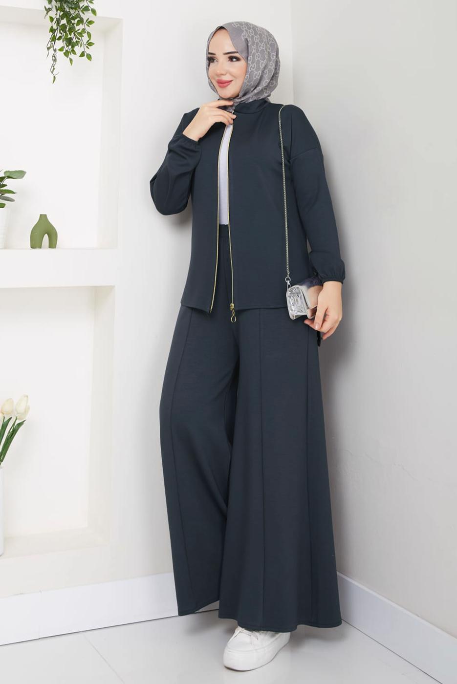 Vêtements hijab GRIS COMBINAISON PANTALON ZIPPÉ T 9965