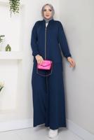 Tesettür giyim LACİVERT FERMUARLI PANTOLONLU TAKIM T 9965