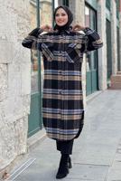 Tesettür giyim MAVİ UZUN KAŞE TUNİK T 0267-1