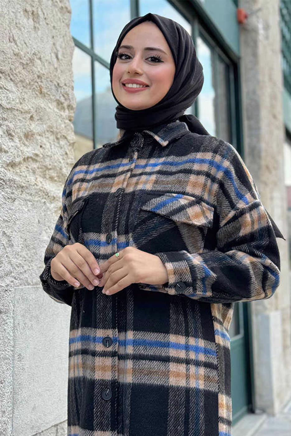 Tesettür giyim MAVİ UZUN KAŞE TUNİK T 0267-1