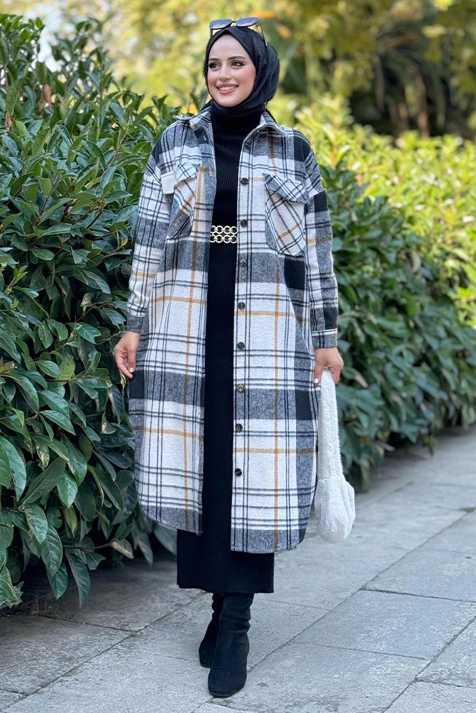 Tesettür giyim TURUNCU UZUN KAŞE TUNİK T 0267-1