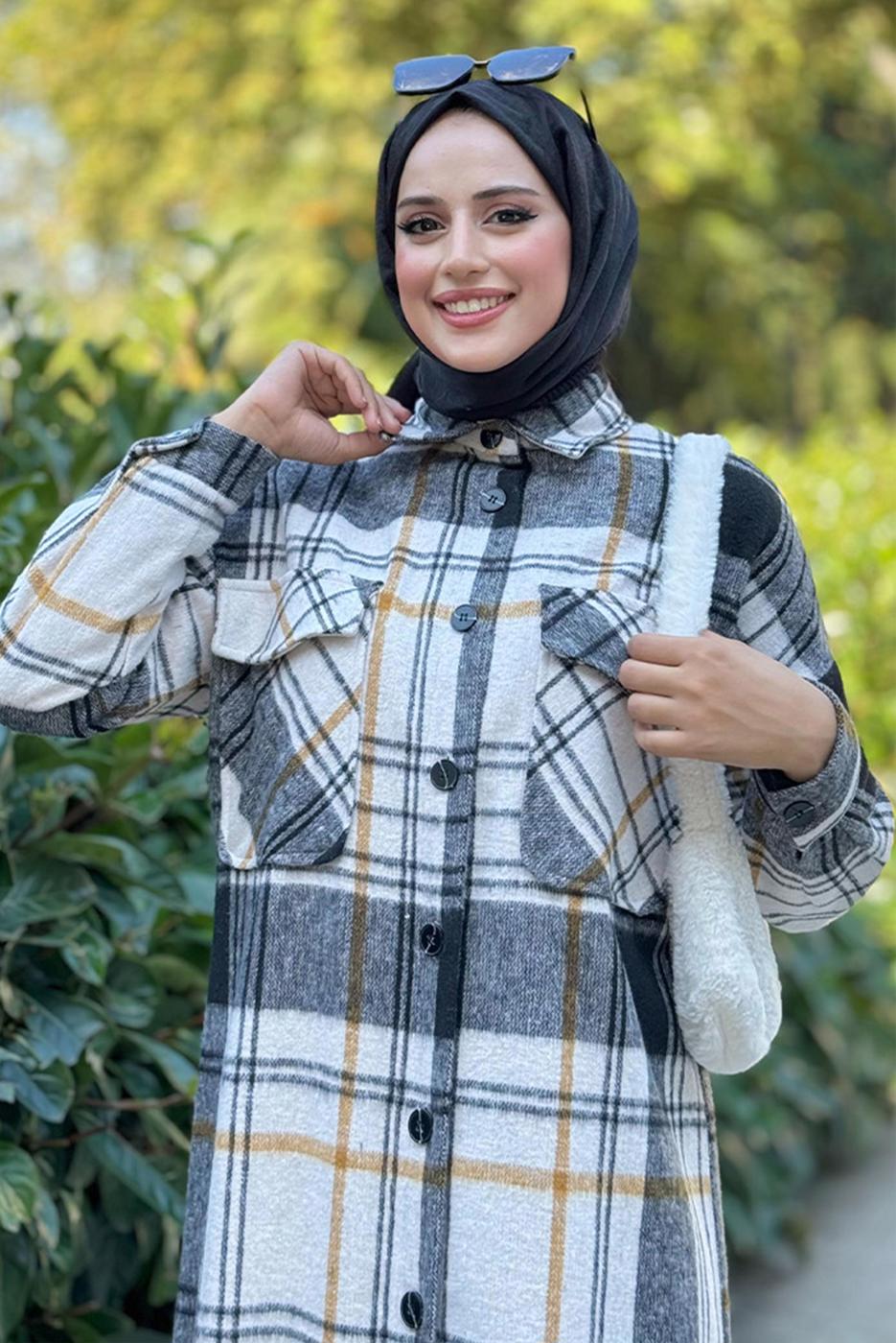 Tesettür giyim TURUNCU UZUN KAŞE TUNİK T 0267-1