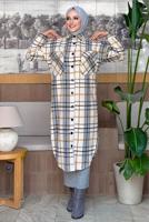 Tesettür giyim GRİ UZUN KAŞE TUNİK T 0267-1