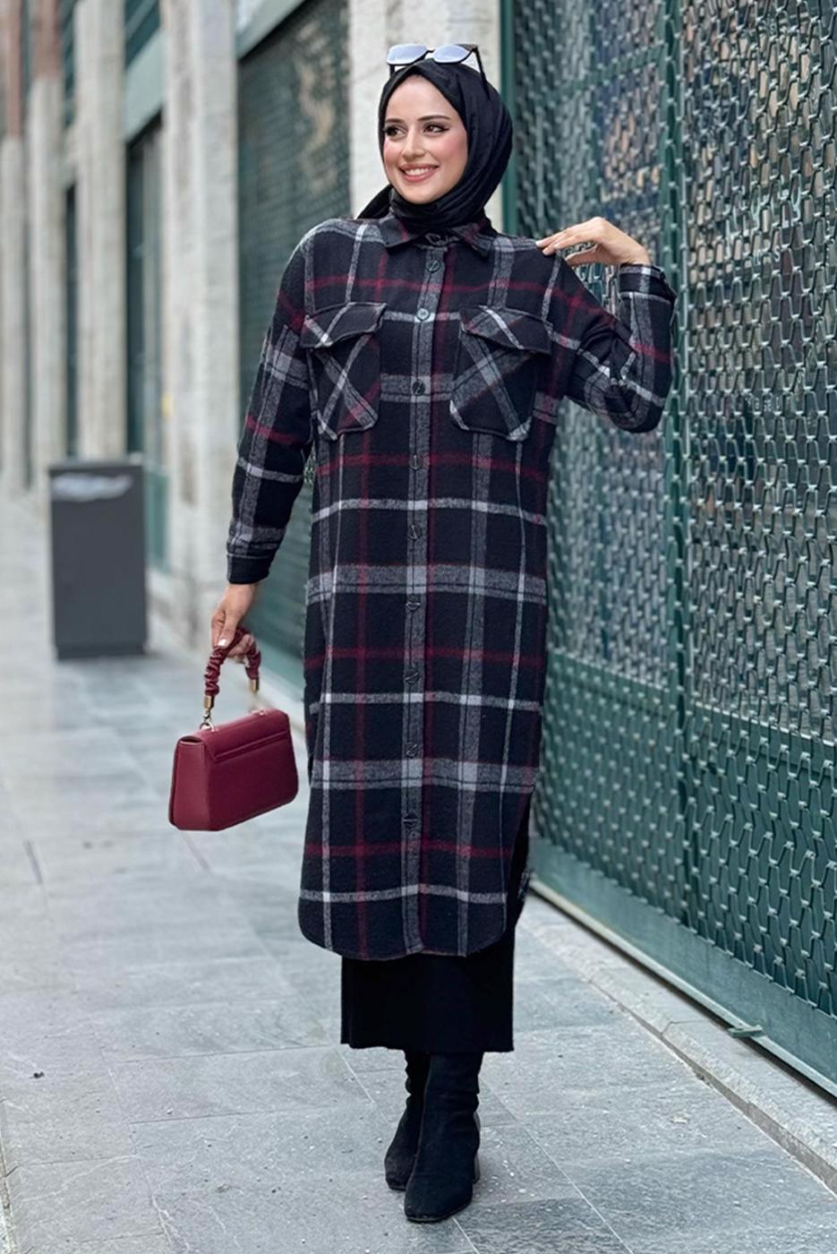 Vêtements hijab ROUGE BORDEAUX TUNIQUE LONGUE CACHE T 0267-1