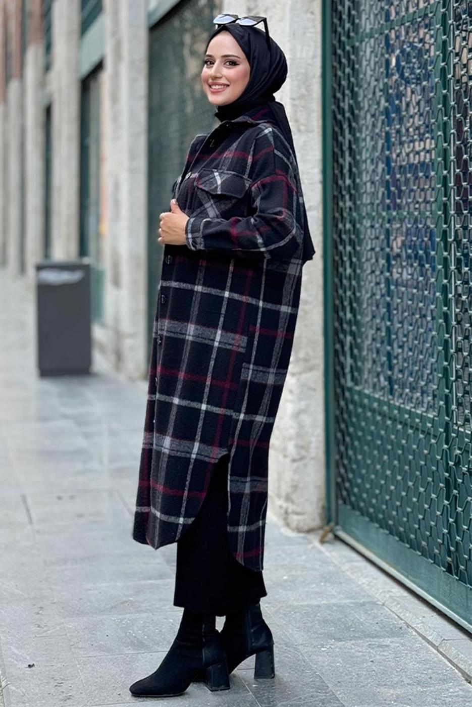 Vêtements hijab ROUGE BORDEAUX TUNIQUE LONGUE CACHE T 0267-1