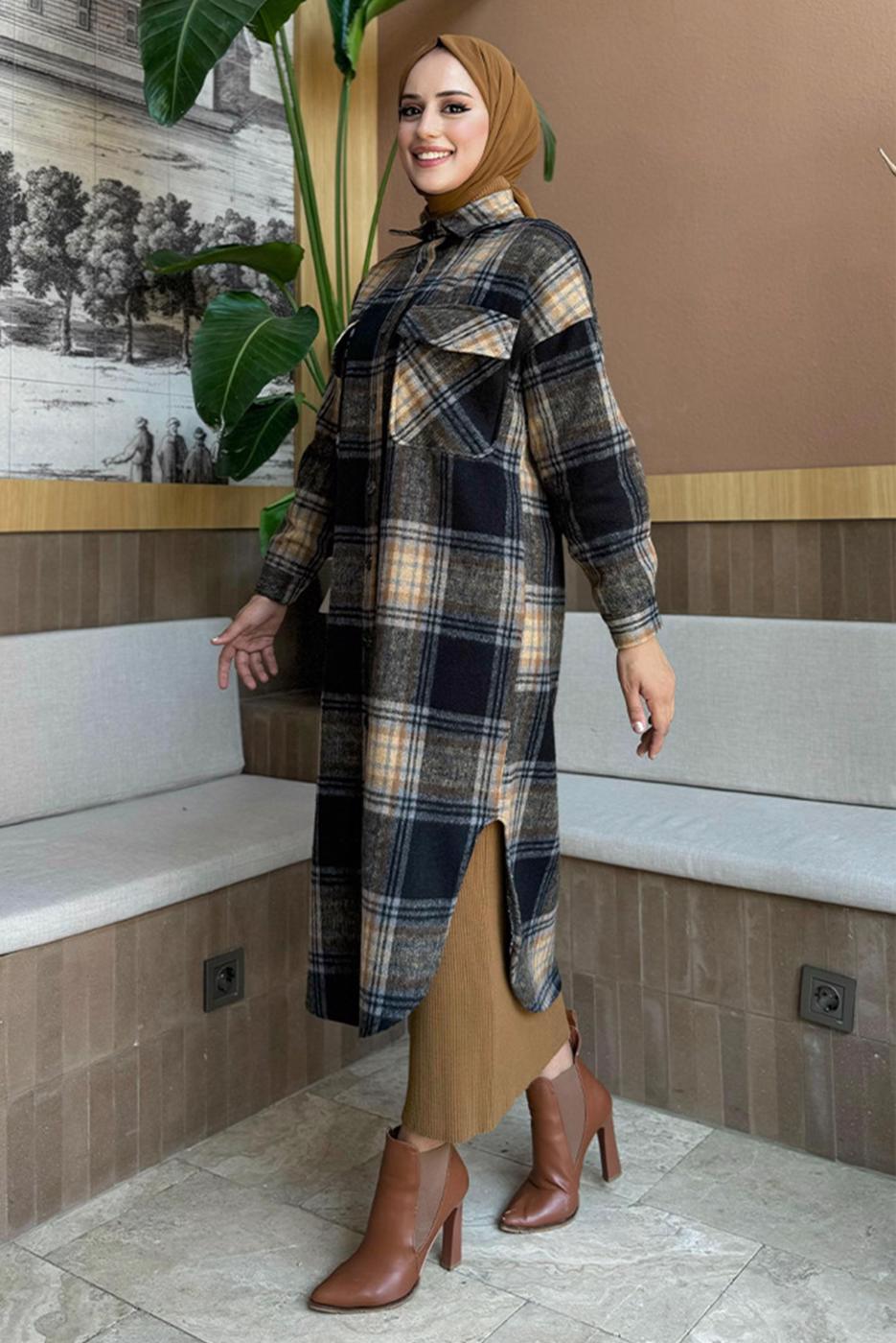 Tesettür giyim TABA UZUN KAŞE TUNİK T 0267-1