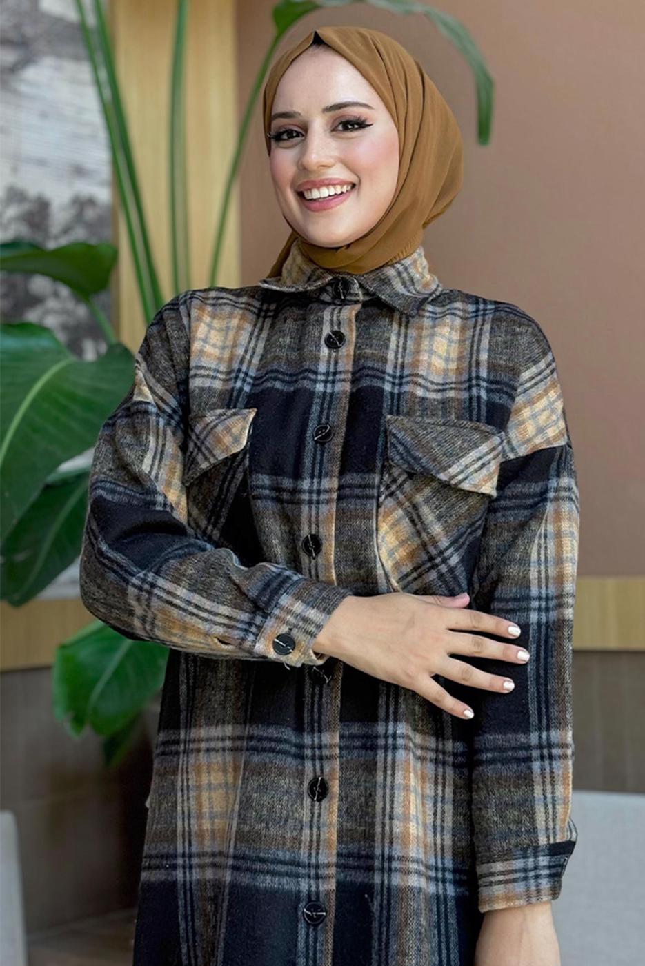 Tesettür giyim TABA UZUN KAŞE TUNİK T 0267-1