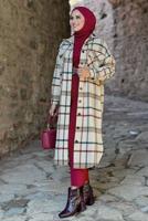 Tesettür giyim BEJ UZUN KAŞE TUNİK T 0267-1