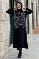 Tesettür giyim SİYAH UZUN TRİKO TUNİK T 19181