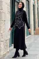 Tesettür giyim SİYAH UZUN TRİKO TUNİK T 19181