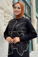 Tesettür giyim SİYAH UZUN TRİKO TUNİK T 19181