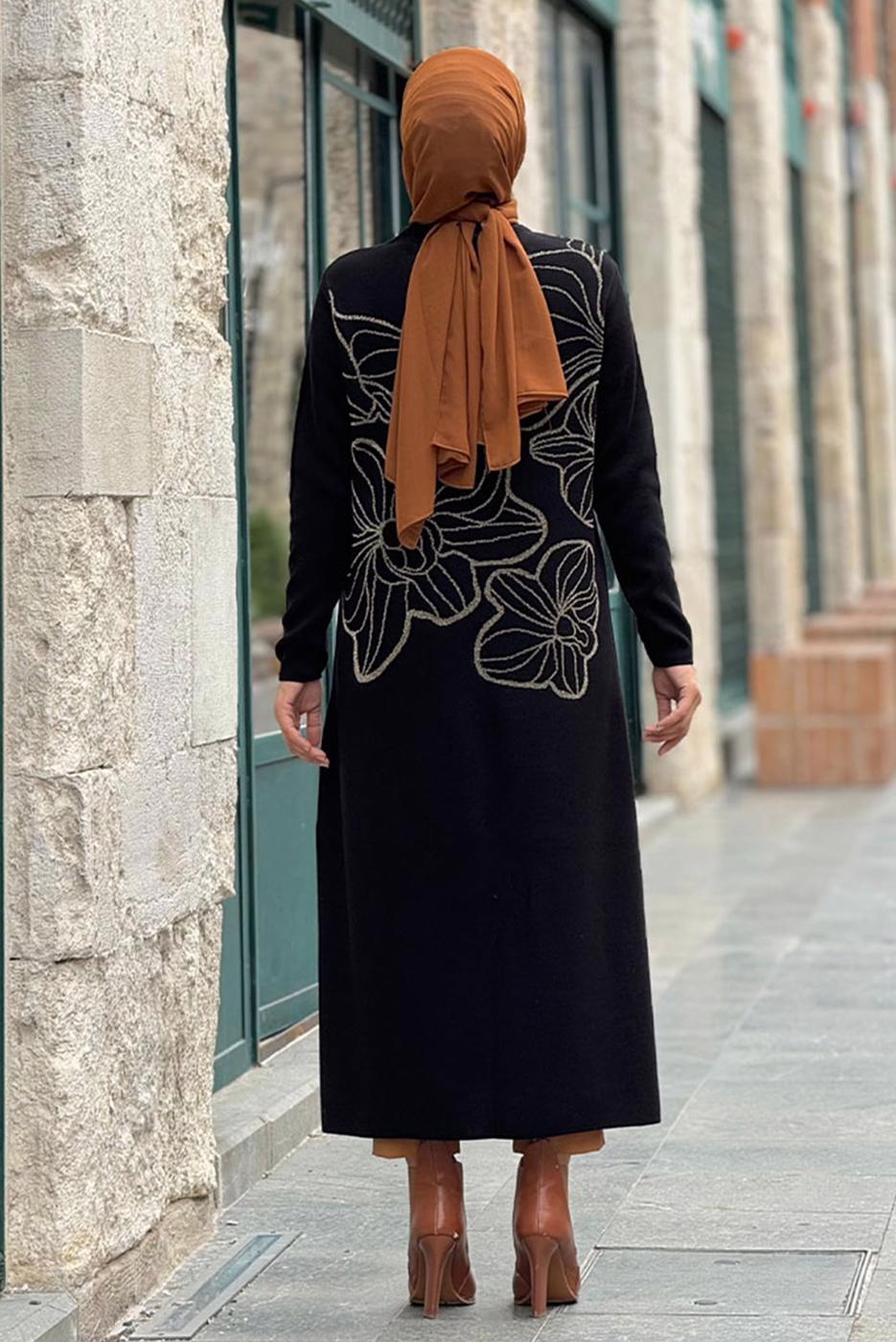 Tesettür giyim SİYAH UZUN TRİKO TUNİK T 19181