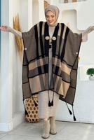 Tesettür giyim SİYAH DESENLİ TRİKO PANÇO T 31021