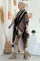 Tesettür giyim SİYAH DESENLİ TRİKO PANÇO T 31021