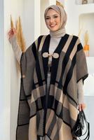 Tesettür giyim SİYAH DESENLİ TRİKO PANÇO T 31021