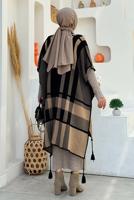 Tesettür giyim SİYAH DESENLİ TRİKO PANÇO T 31021