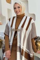 Tesettür giyim KAHVE DESENLİ TRİKO PANÇO T 31021