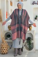 Tesettür giyim GRİ DESENLİ TRİKO PANÇO T 31021