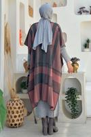 Tesettür giyim GRİ DESENLİ TRİKO PANÇO T 31021