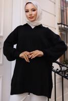 Tesettür giyim SİYAH TRİKO TUNİK T 93011