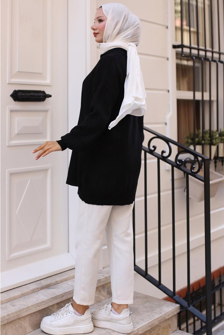 Tesettür giyim SİYAH TRİKO TUNİK T 93011