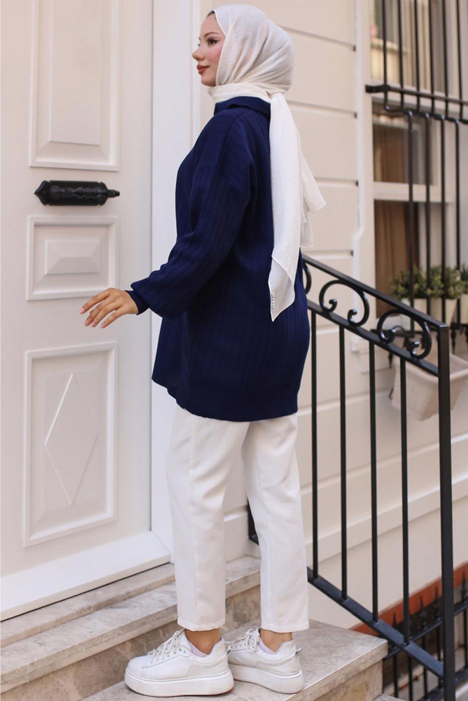 Tesettür giyim LACİVERT TRİKO TUNİK T 93011