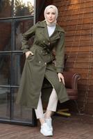 Hijab clothing KHAKI BELTED TRENCH COAT T 1521