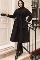 Vêtements hijab NOIR TRENCH-COAT CEINTURE T 1712 