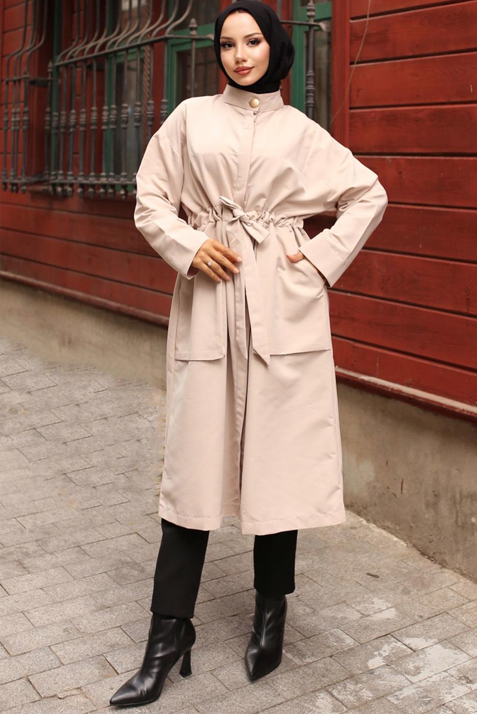 Vêtements hijab BEIGE TRENCH-COAT CEINTURE T 1712 